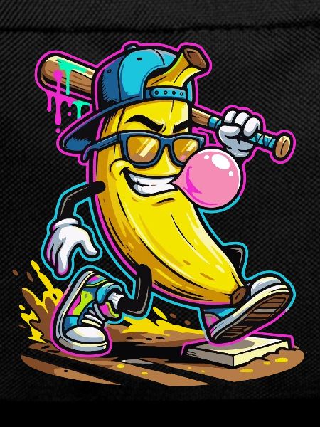 Cool Banana Baseball Bubblegum Comic Design