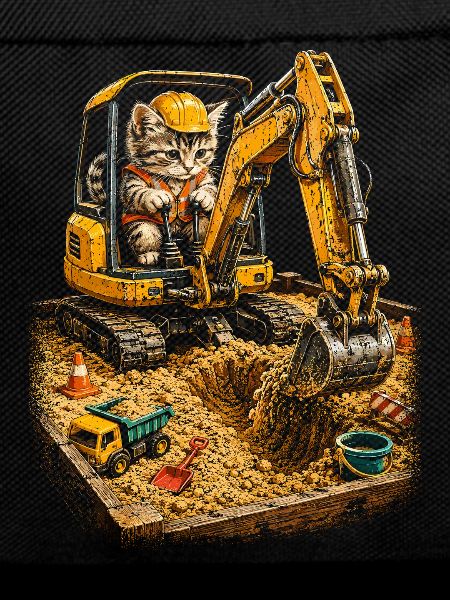 Excavator Driver Baby Cat Cat