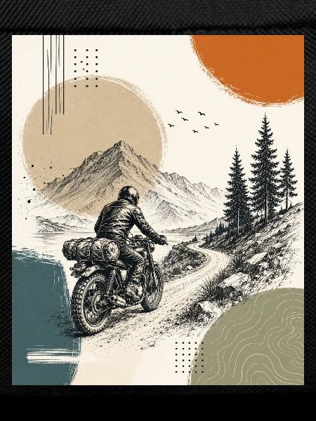 Biker on mountain road