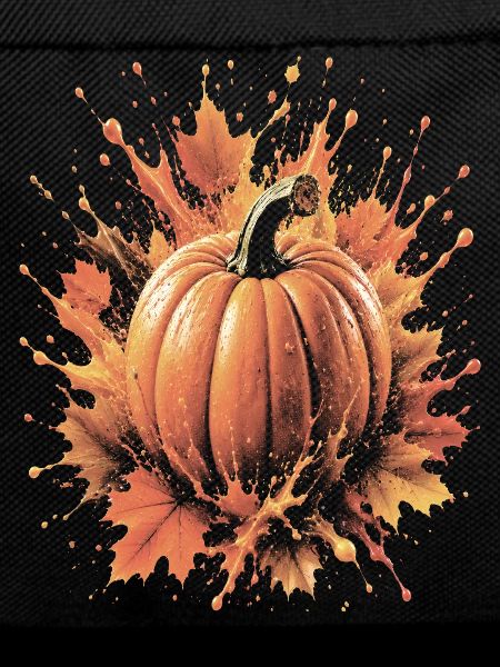 Pumpkin Autumn Splash Art Maple Leaf