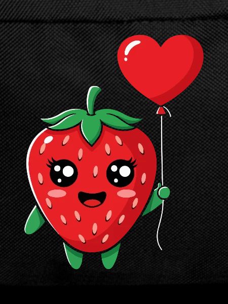 Cuddly strawberry with heart balloon