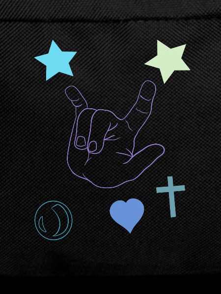 Rock hand with stars and heart