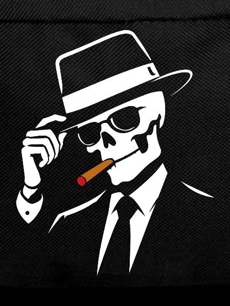 Noir-Skelett mit Fedora und Zigarre