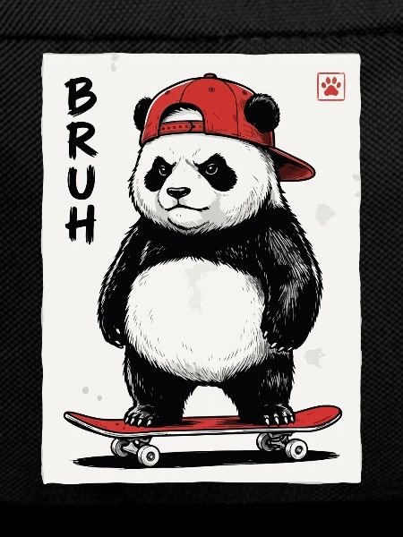 Panda Skate Bruh mit roter Cap