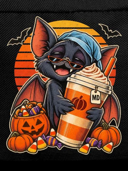 Halloween Fledermaus mit Kürbis-Kaffee