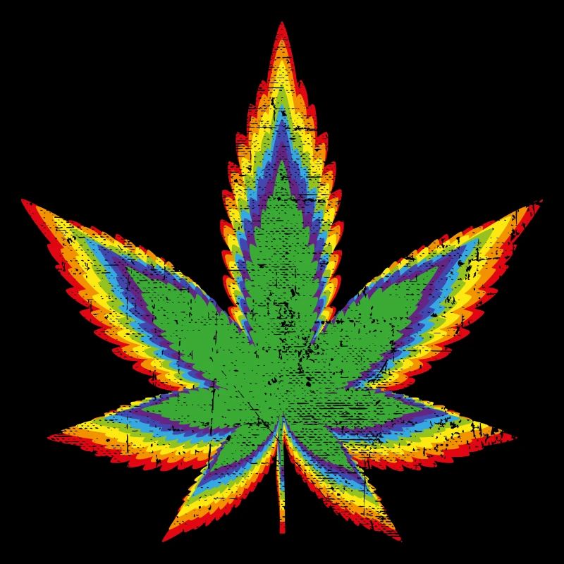 Hanfblatt Regenbogen bunt Cannabis Marihuana