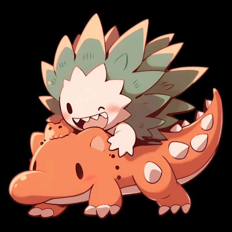 Cute hedgehog riding dino