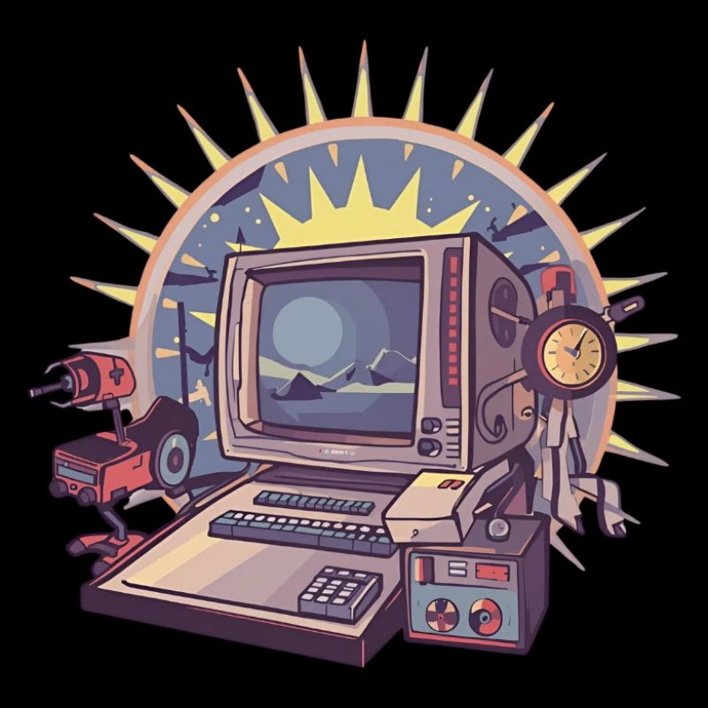Futuristic computer with retro elements