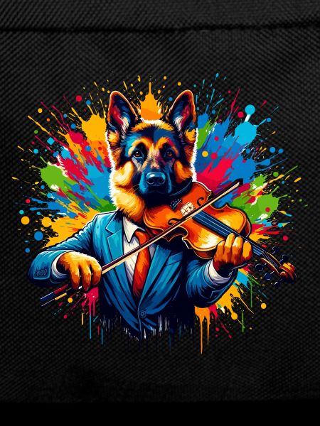 German Shepherd playing violin