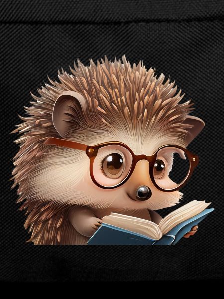 Cute hedgehog reading