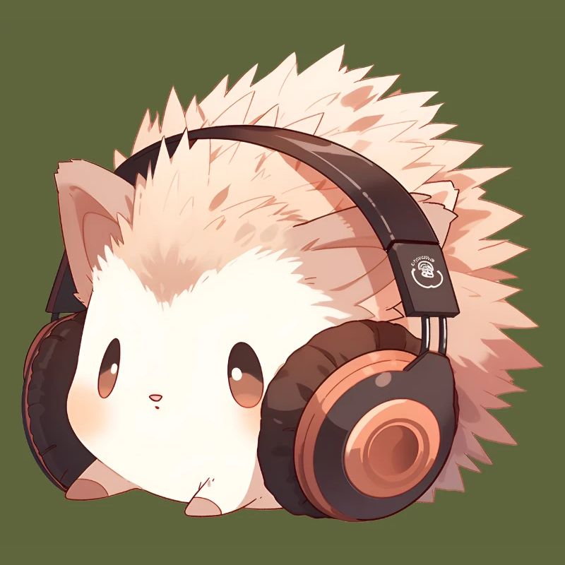 Hérisson mignon avec des écouteurs