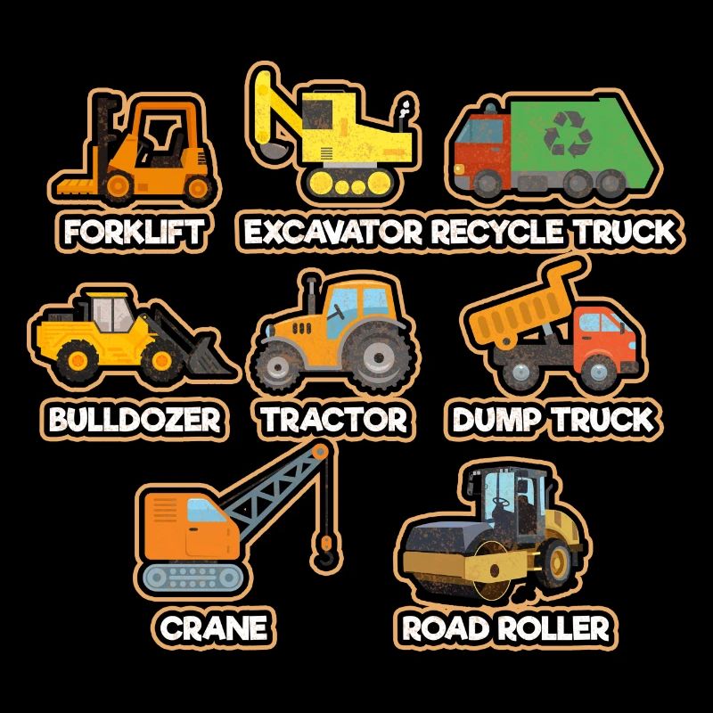 Excavator Construction Site Construction Worker Construction Truck I Gift