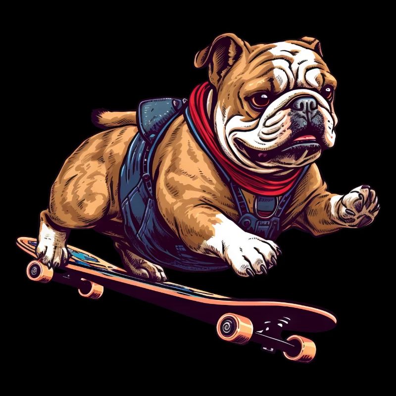 Cool Bulldog Skateboarder in Action