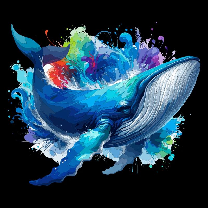 Blue Whale Colourful background
