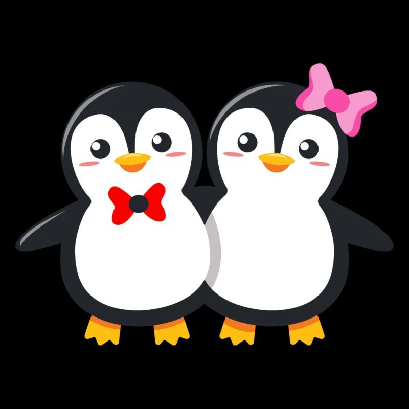 Un couple de pingouins mignons avec un nœud papillon