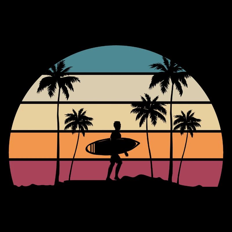 Retro Surfer Palms Holiday Sunset