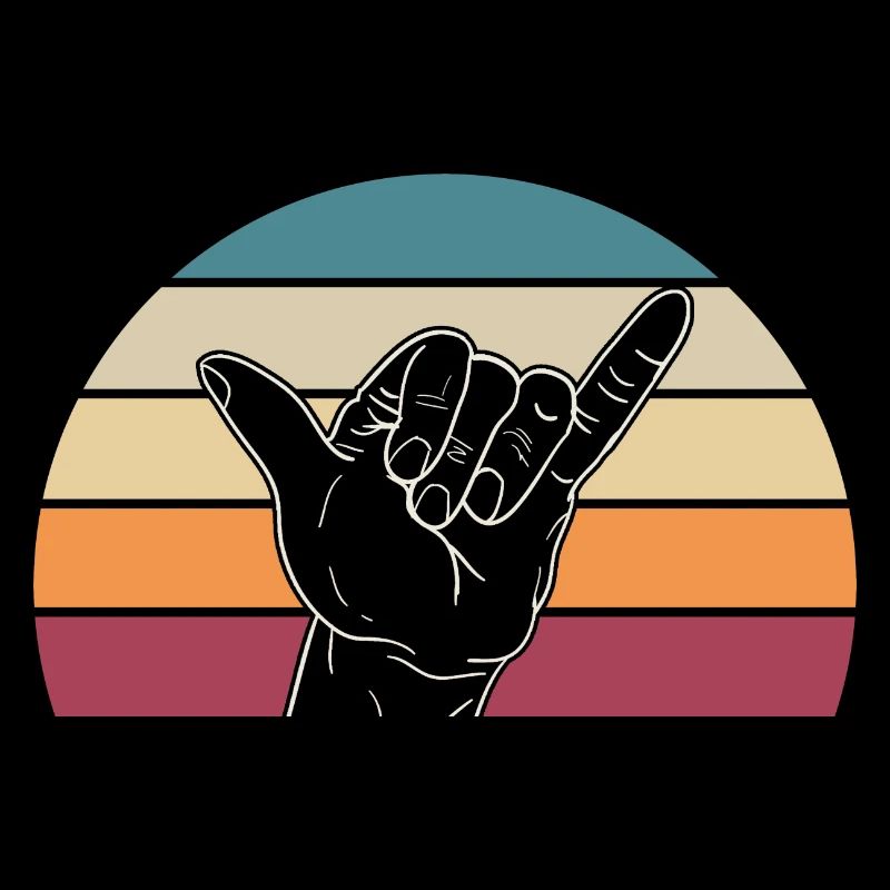 Retro Surfer Hand Shaka Sign Beach Greeting