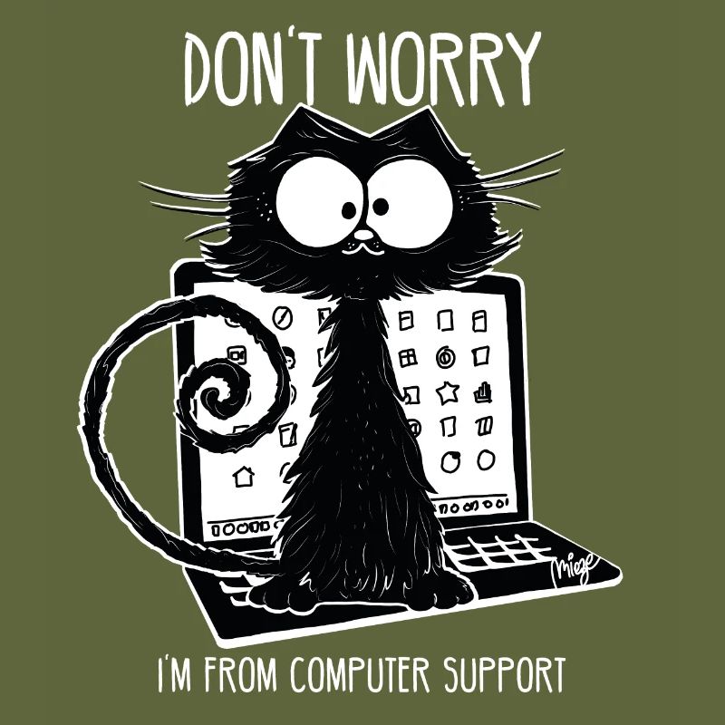 Support informatique drôle de chat noir