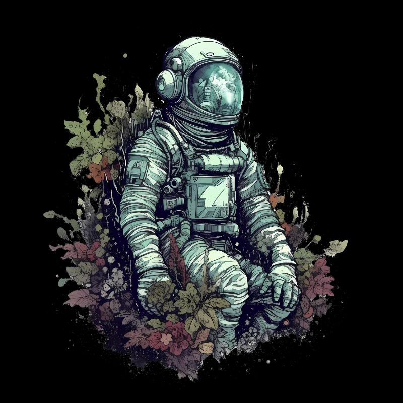 Astronaut overgrown with plants - Surreal