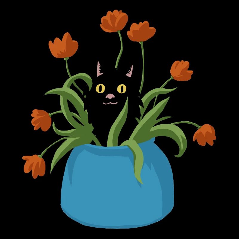 Chat en fleurs