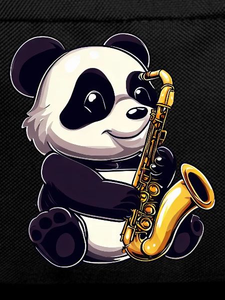 Cute panda with a saxophone