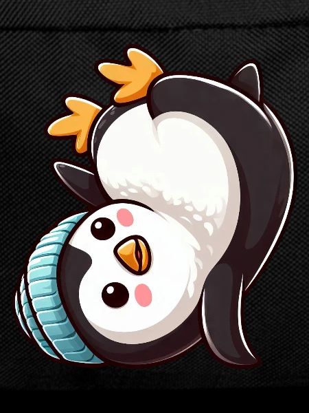 Penguin Headstand Chibi Cartoon Breakdance