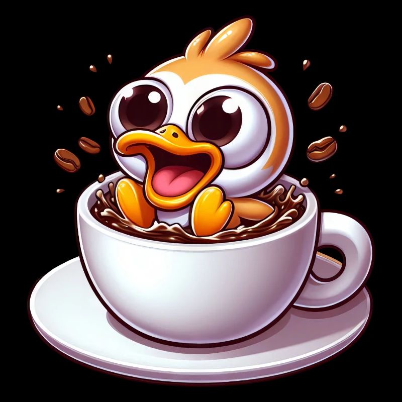 Oiseau poussin buveur de café caféine choc