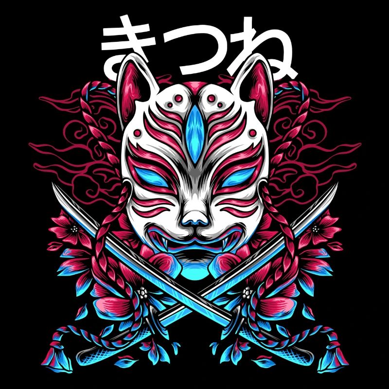Démon japonais Style de chat avec les épées de Katana