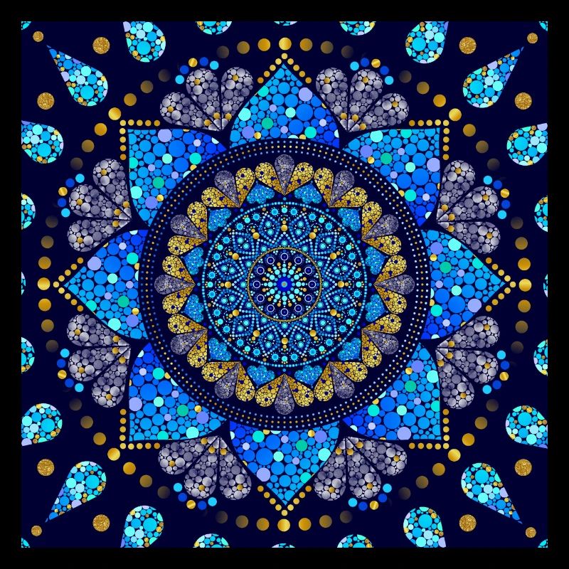 Mandala blue turquoise gold