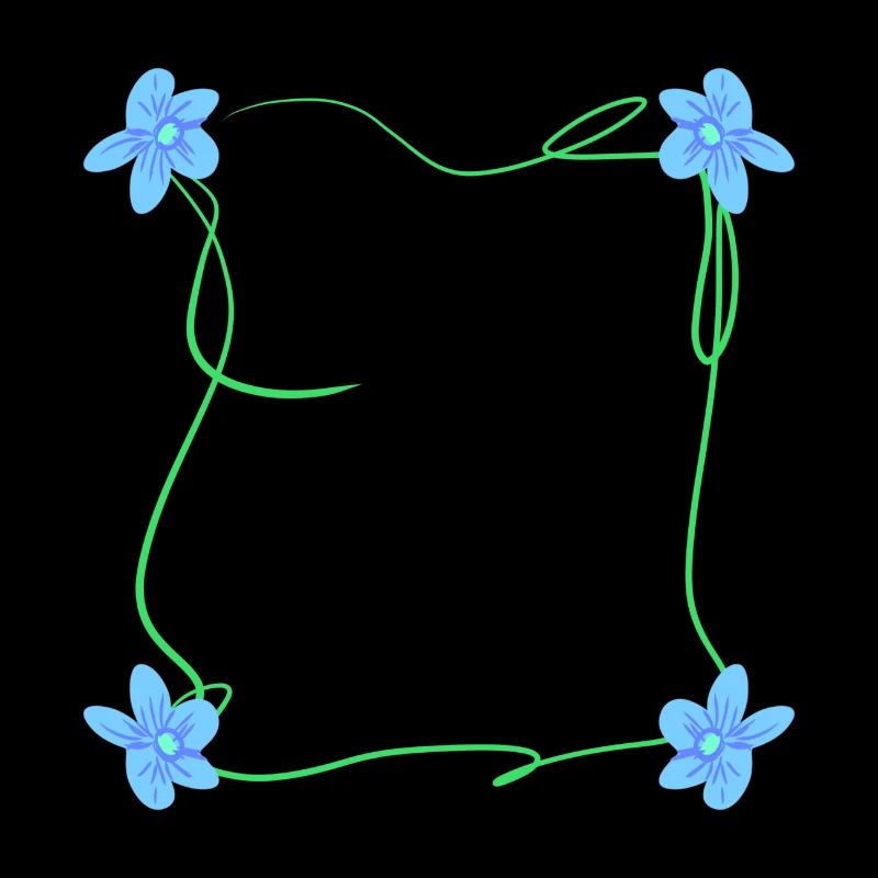four flowers square square blue