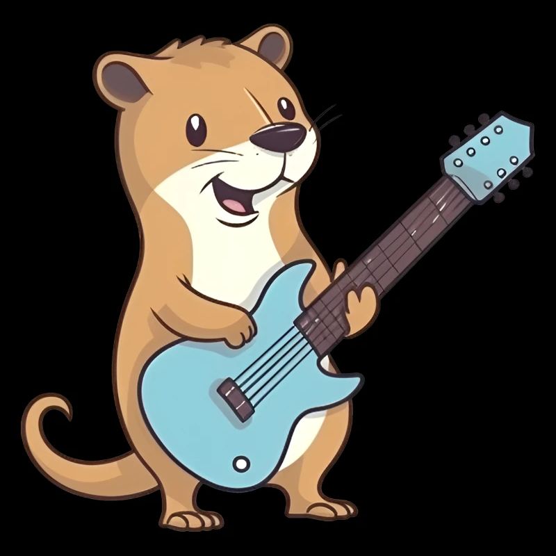 Cute mongoose playing guitar