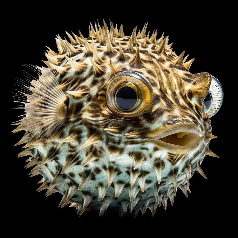 The pufferfish inflates when threatened