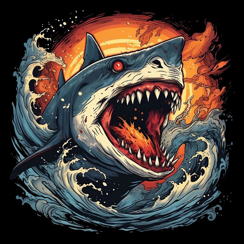 Shark on Fire (without background)