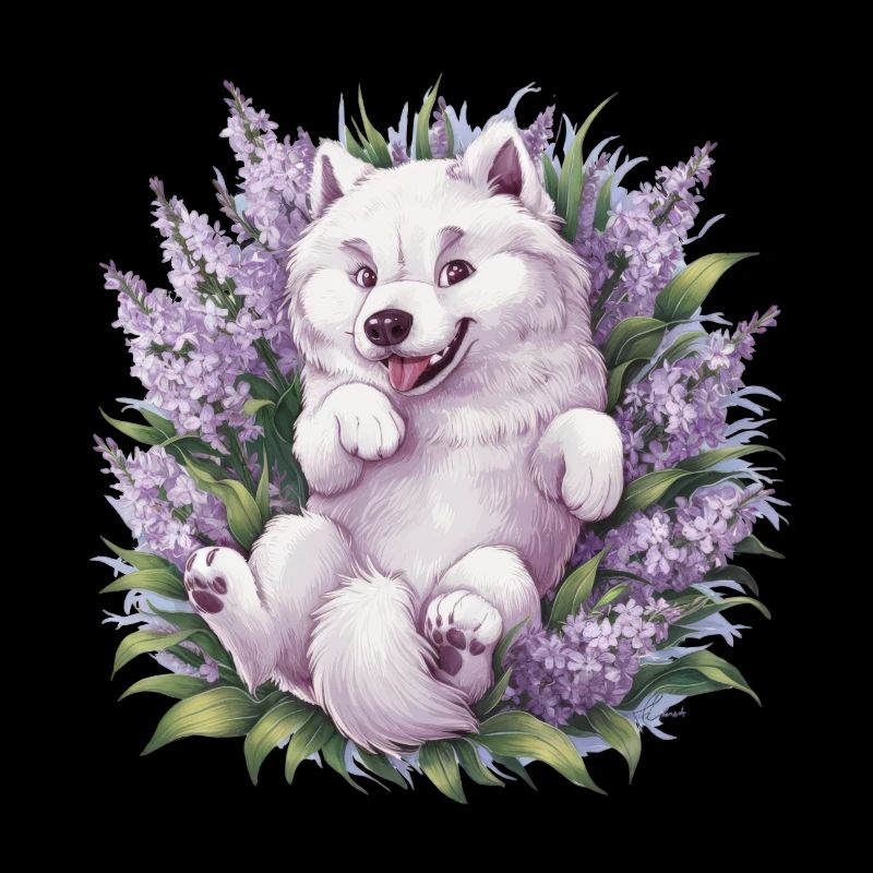 Sweet Samoyed Spitz with beautiful lilac