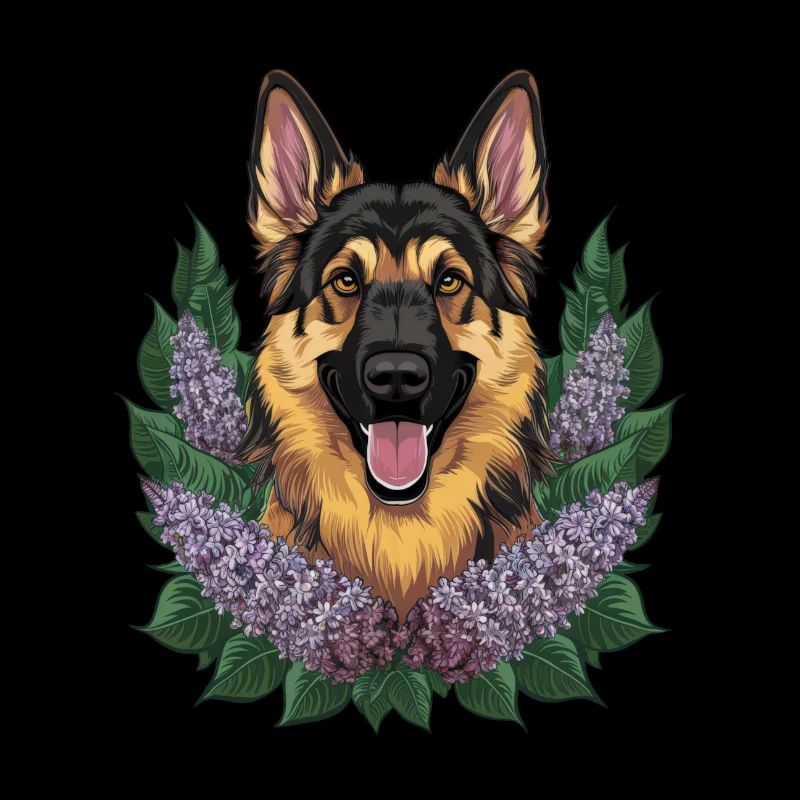 Cute German Shepherd with Lilac