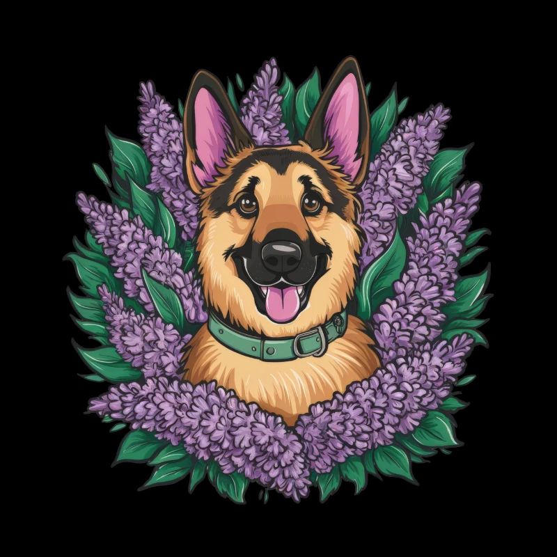 Cute German Shepherd with Lilac