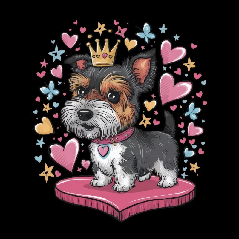 Norfolk Terrier with Hearts, Crown, Butterflies