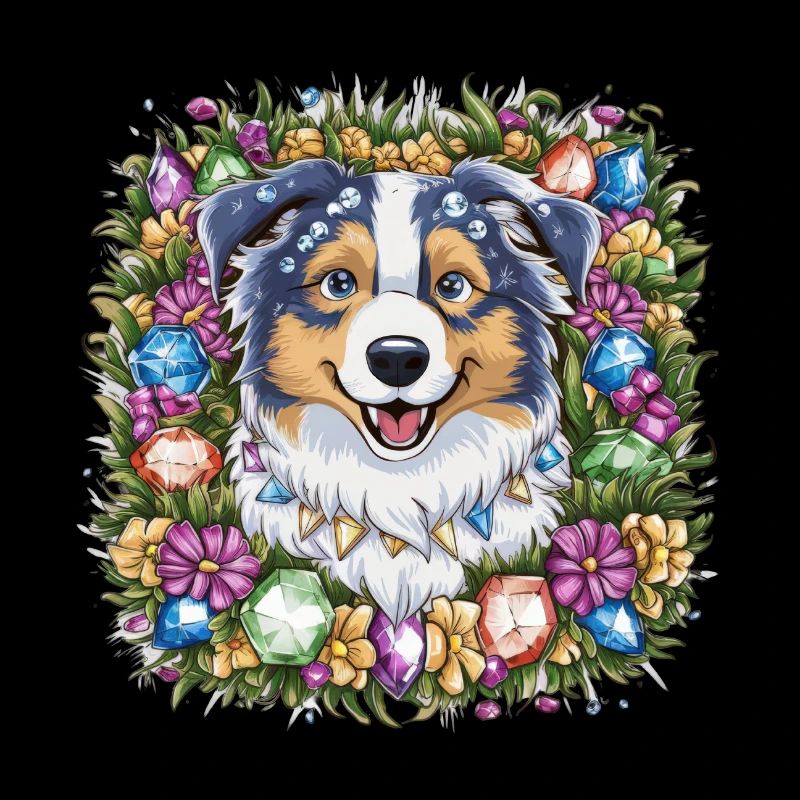Süßer Australischer Schäferhund mit Blumen