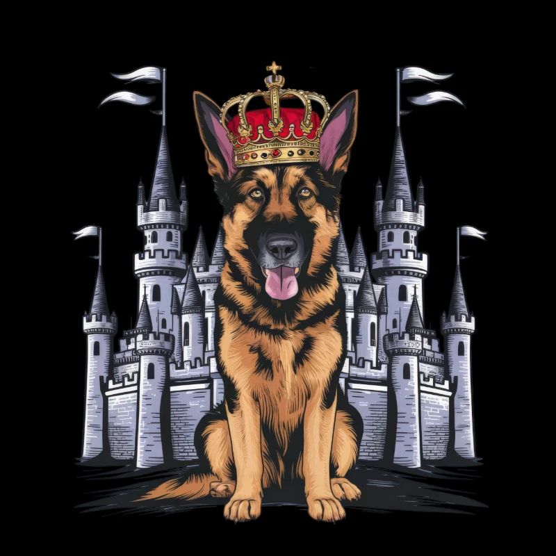 Deutscher Schäferhund mit Krone und Schloss