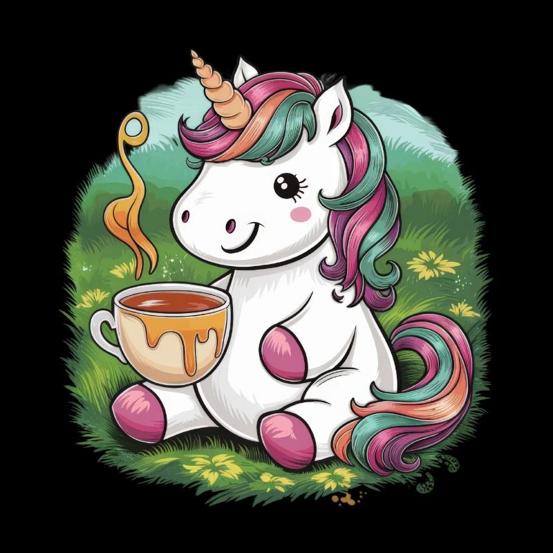 Kawaii Unicorn with Honey and Tea