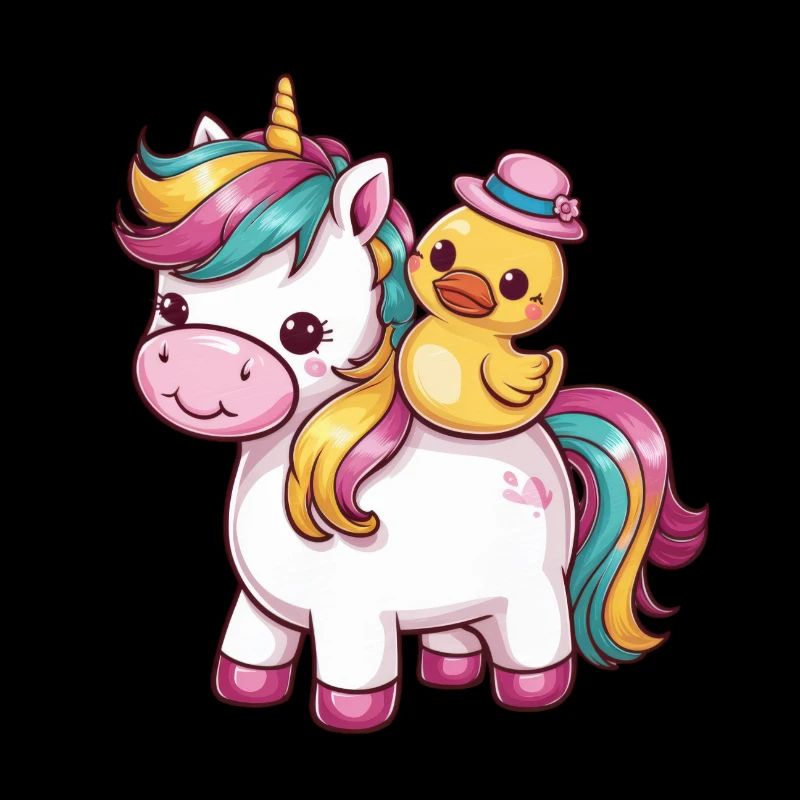 Licorne kawaii avec canard en caoutchouc mignon