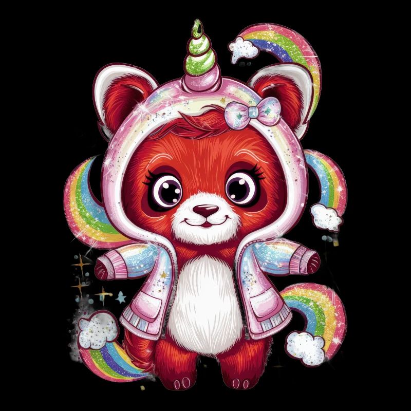 Roter Einhorn Panda
