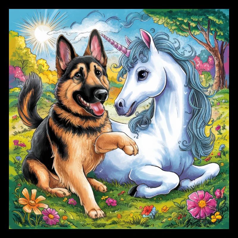 Cute German Shepherd with Unicorn