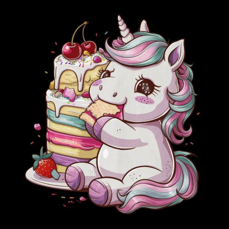 Kawaii Einhonr with cake