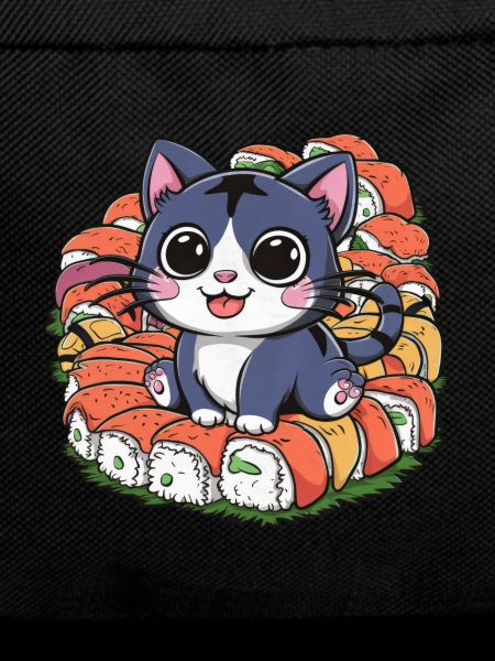 Cute kawaii cat loves sushi