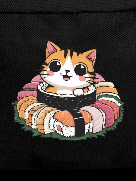 Cute kawaii cat loves sushi