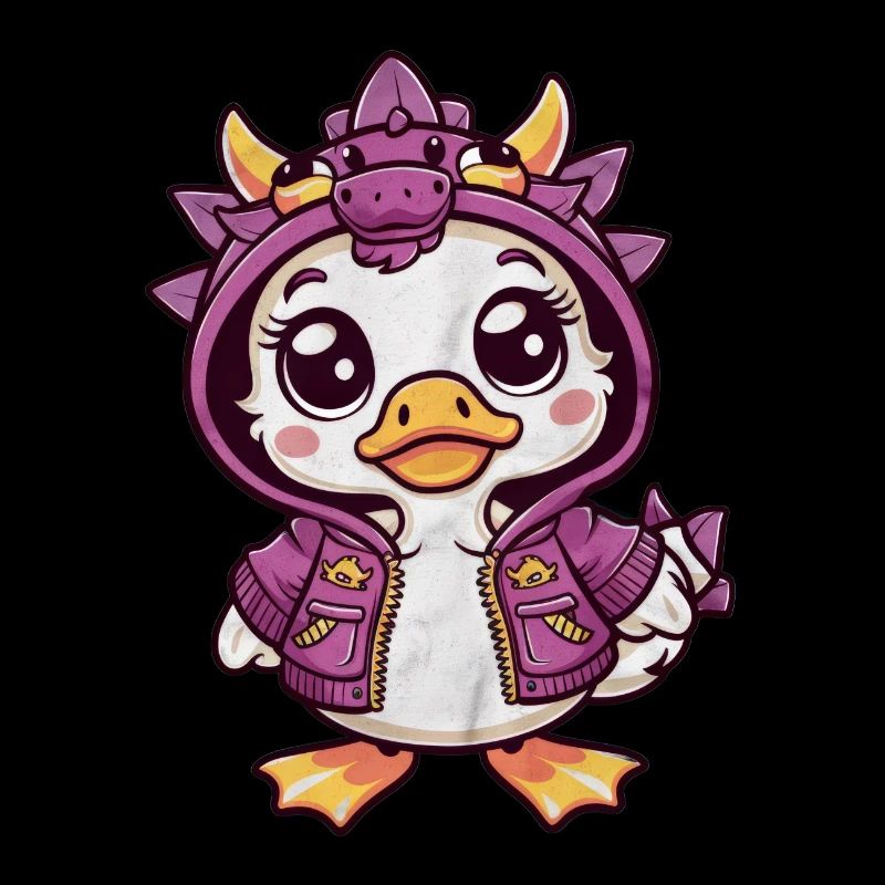 Mignon canard kawaii avec tenue de dragon