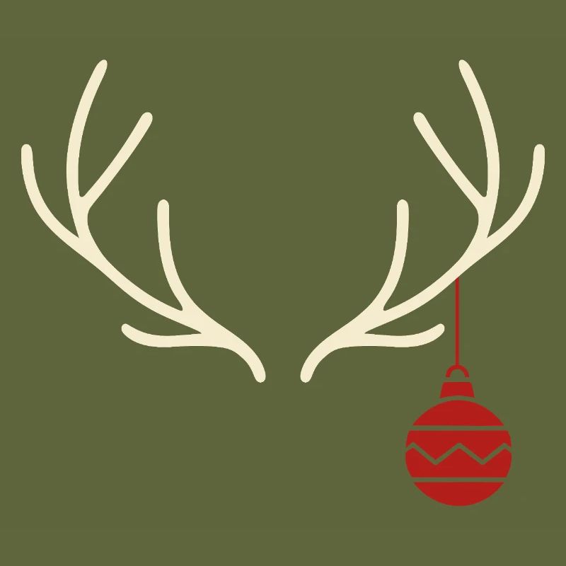 Geweih mit roter Weihnachtskugel – Yule Stil