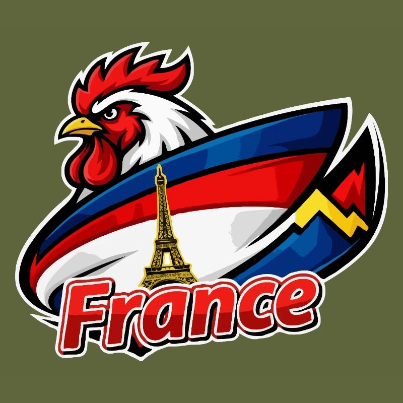 Coq français avec drapeau de la tour Eiffel