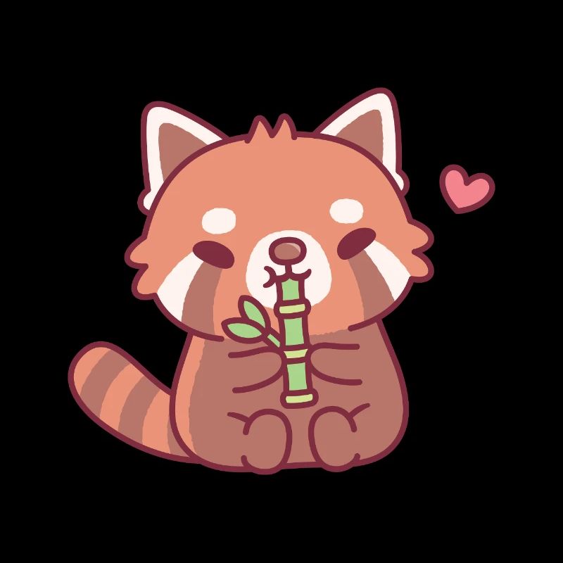 Cute Red Panda Loves Bamboo